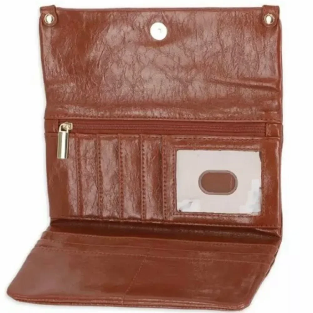 NWT Time and Tru Camel, Tan, Brown Farrah Silvadur Flap Front Tri Fold Wallet